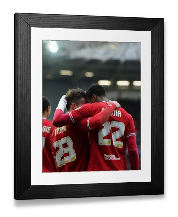 Framed Print : Championship Glory: Bryan and Kodjia's Embrace - Bristol City's Historic Victory over Bolton Wanderers (19 March 2016) Framed Print : Championship Glory: Bryan and Kodjia's Embrace - Bristol City's Historic Victory over Bolton Wanderers (19 March 2016)