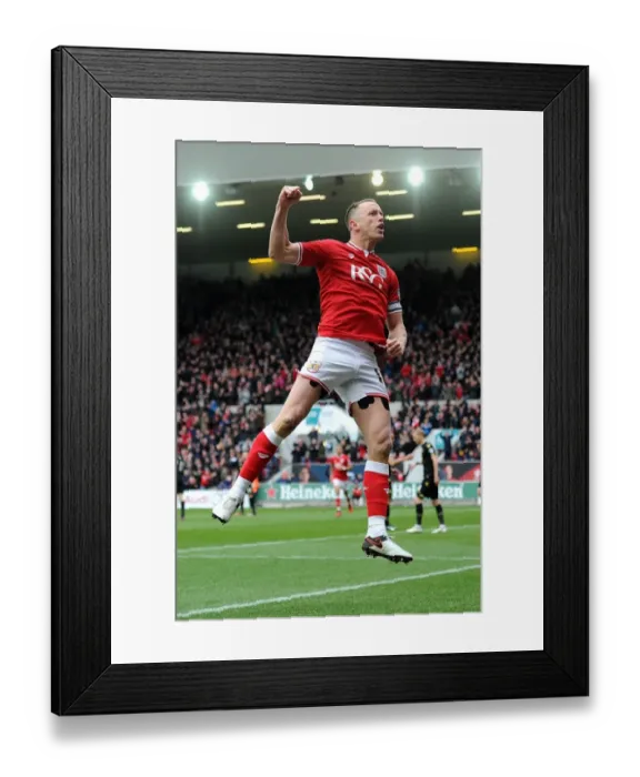Framed Print : Aaron Wilbraham's Thrilling Goal Celebration vs. Bolton Wanderers (Bristol City, 2016)