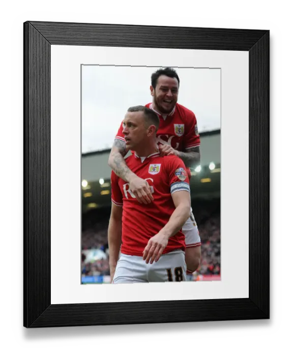 Framed Print : Bristol City: Wilbraham and Tomlin Celebrate Goal Against Bolton Wanderers (190316)