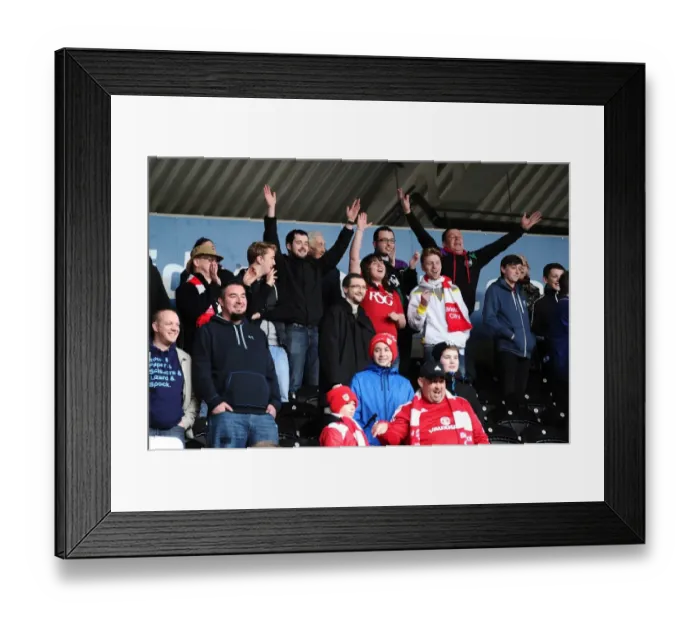 Framed Print : Bristol City Fans Cheering at KC Stadium during Sky Bet Championship Match against Hull City, 2016 Framed Print : Bristol City Fans Cheering at KC Stadium during Sky Bet Championship Match against Hull City, 2016