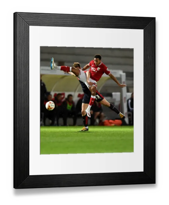 Framed Print : Aerial Clash: Korey Smith vs. Richard Smallwood, Bristol City vs. Rotherham United Framed Print : Aerial Clash: Korey Smith vs. Richard Smallwood, Bristol City vs. Rotherham United