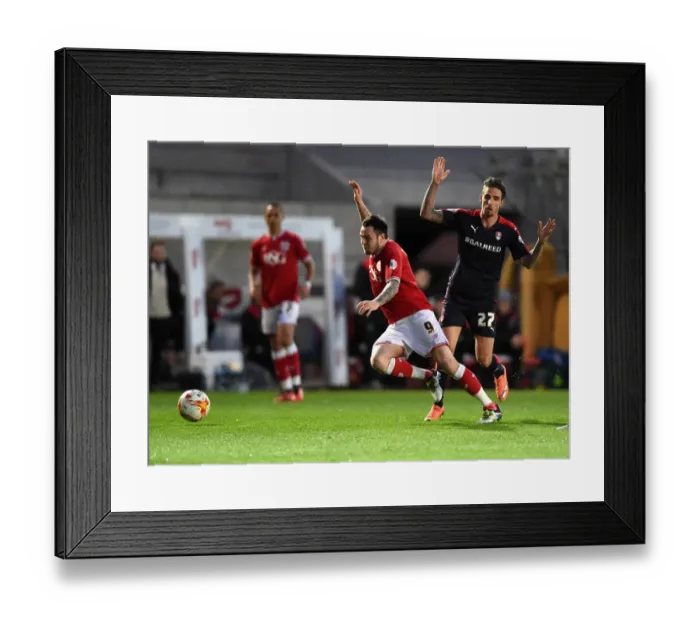 Framed Print : Bristol City vs Rotherham United: Lee Tomlin Fouls by Matt Derbyshire - Sky Bet Championship Clash at Ashton Gate