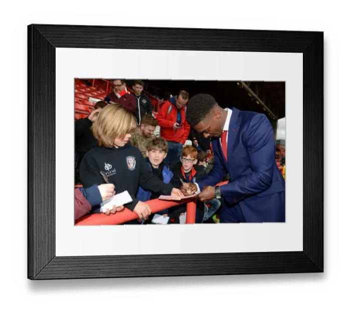 Framed Print : Bristol City's Kieran Agard Signs Autographs for Adoring Fans at Ashton Gate Stadium Framed Print : Bristol City's Kieran Agard Signs Autographs for Adoring Fans at Ashton Gate Stadium