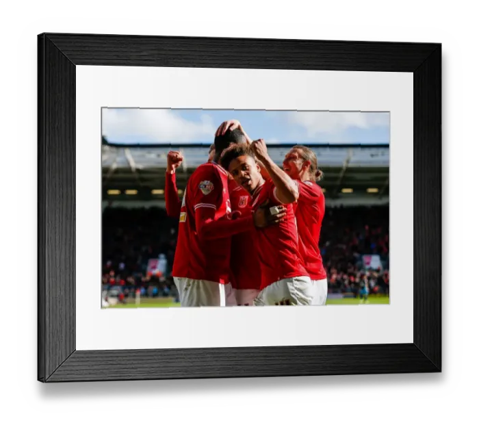Framed Print : Bristol City's Bobby Reid Celebrates Four-Goal Lead Over Sheffield Wednesday Framed Print : Bristol City's Bobby Reid Celebrates Four-Goal Lead Over Sheffield Wednesday