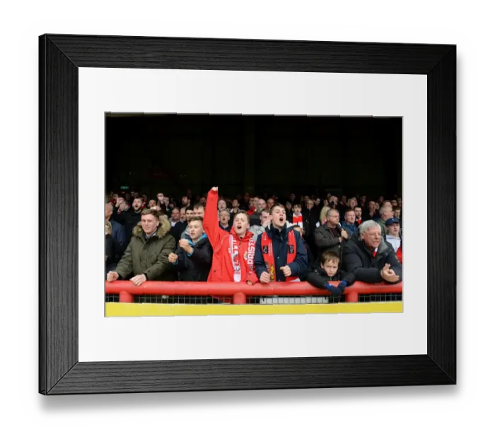 Framed Print : Bristol City Fans at Griffin Park during Brentford vs. Bristol City Championship Match, April 2016