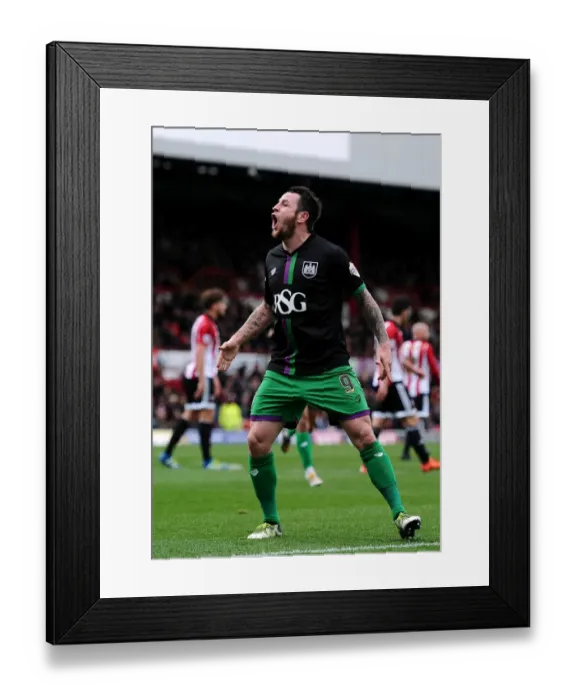 Framed Print : Bristol City's Lee Tomlin Celebrates Thrilling Goal Against Brentford in Sky Bet Championship Framed Print : Bristol City's Lee Tomlin Celebrates Thrilling Goal Against Brentford in Sky Bet Championship
