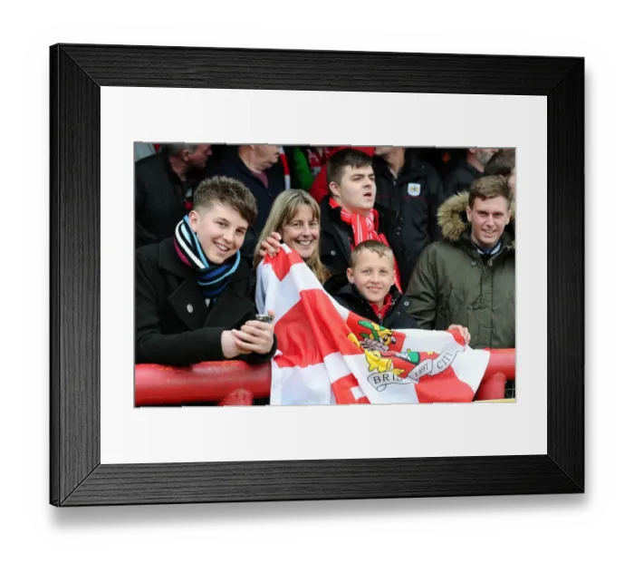 Framed Print : Bristol City Fans in Action at Brentford's Griffin Park during Sky Bet Championship Match, 16-04-2016 Framed Print : Bristol City Fans in Action at Brentford's Griffin Park during Sky Bet Championship Match, 16-04-2016