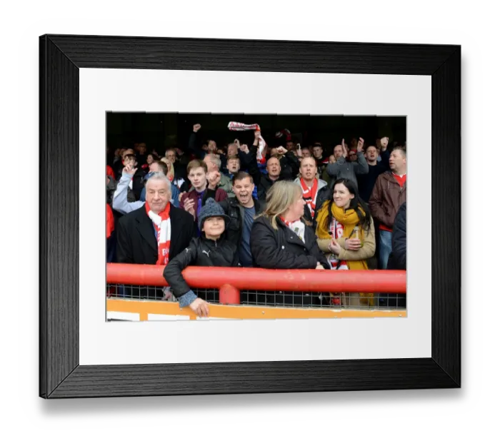Framed Print : Bristol City Fans Cheering at Griffin Park during Sky Bet Championship Match, April 2016