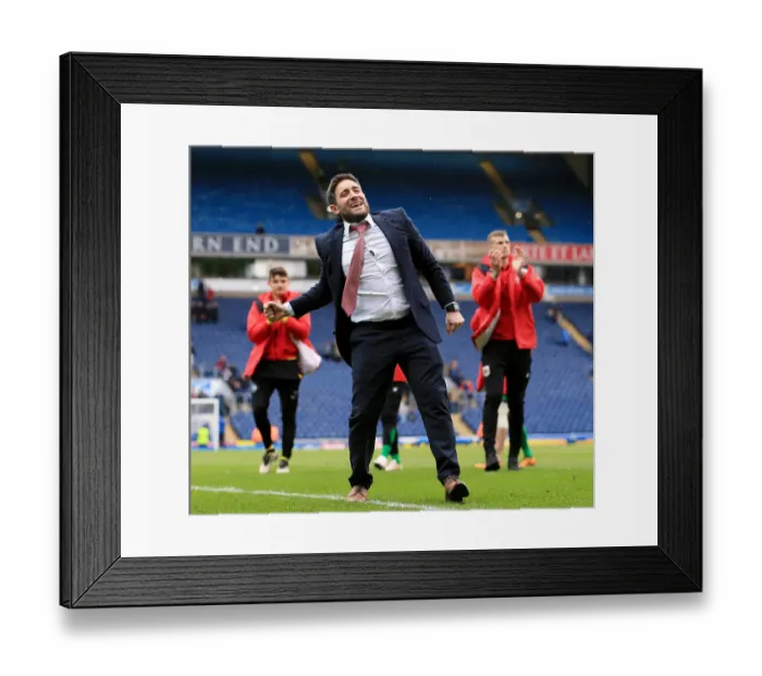 Framed Print : Lee Johnson's Promotion Celebration: Bristol City Secures Championship Win over Blackburn Rovers