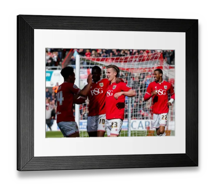 Framed Print : Bristol City's Joe Bryan Scores Decisive Goal Against Huddersfield Town: 2-0 Lead at Ashton Gate Framed Print : Bristol City's Joe Bryan Scores Decisive Goal Against Huddersfield Town: 2-0 Lead at Ashton Gate