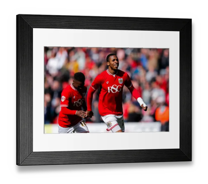 Framed Print : Bristol City's Jonathan Kodjia Scores Hat-trick Against Huddersfield Town at Ashton Gate, 30-04-2016 Framed Print : Bristol City's Jonathan Kodjia Scores Hat-trick Against Huddersfield Town at Ashton Gate, 30-04-2016