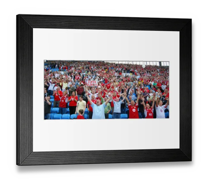 Framed Print : the away fans celibrate in style Framed Print : the away fans celibrate in style