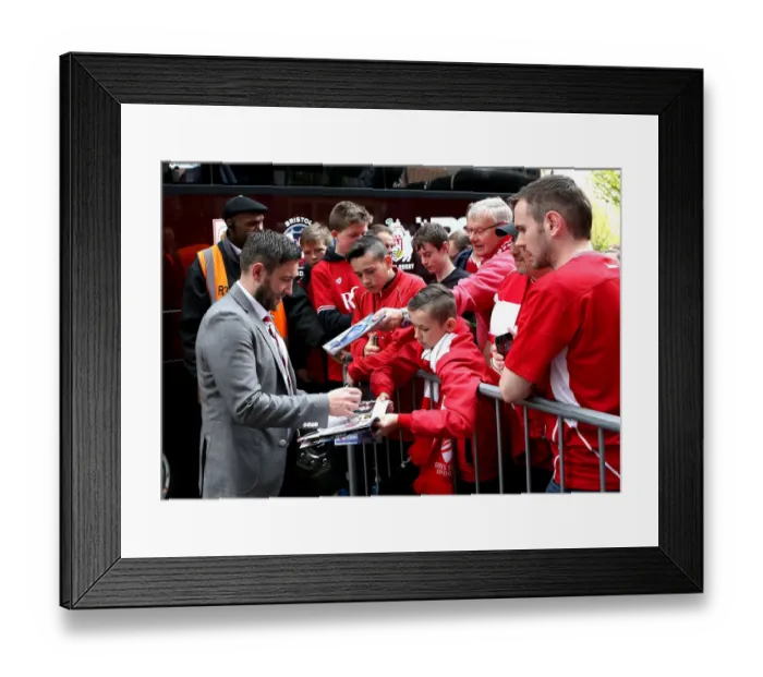 Framed Print : Bristol City Manager Lee Johnson Signing Autographs at Loftus Road after QPR vs. Bristol City Match Framed Print : Bristol City Manager Lee Johnson Signing Autographs at Loftus Road after QPR vs. Bristol City Match