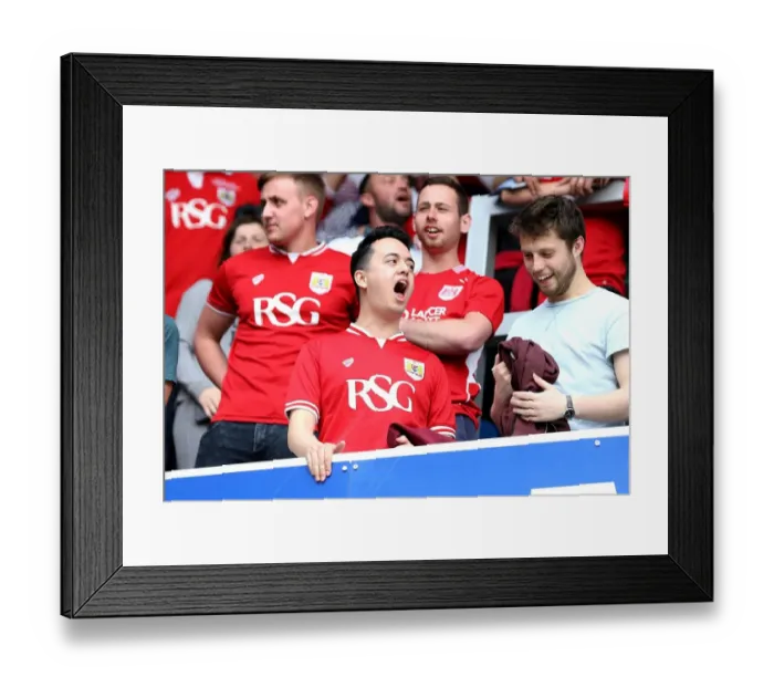 Framed Print : Bristol City Fans Unite at QPR vs. Bristol City, Sky Bet Championship (07.05.2016)