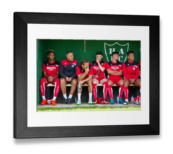 Framed Print : Bristol City FC Players Watch from the Sidelines during Pre-Season Match against Hengrove Athletic Framed Print : Bristol City FC Players Watch from the Sidelines during Pre-Season Match against Hengrove Athletic