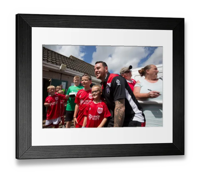 Framed Print : Bristol City Football Club: Lee Tomlin Interacts with Kids before Pre-Season Match against Hengrove Athletic Framed Print : Bristol City Football Club: Lee Tomlin Interacts with Kids before Pre-Season Match against Hengrove Athletic