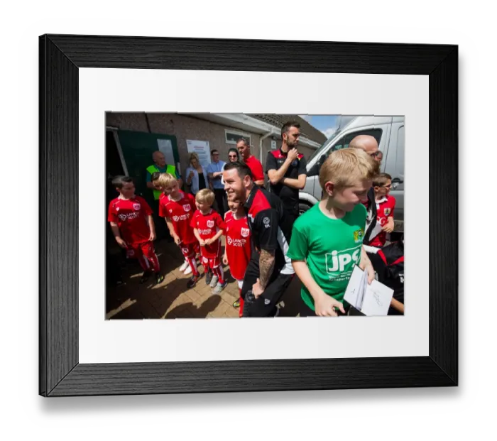 Framed Print : Bristol City FC: Lee Tomlin Engages with Young Fans Before Pre-Season Match Against Hengrove Athletic Framed Print : Bristol City FC: Lee Tomlin Engages with Young Fans Before Pre-Season Match Against Hengrove Athletic