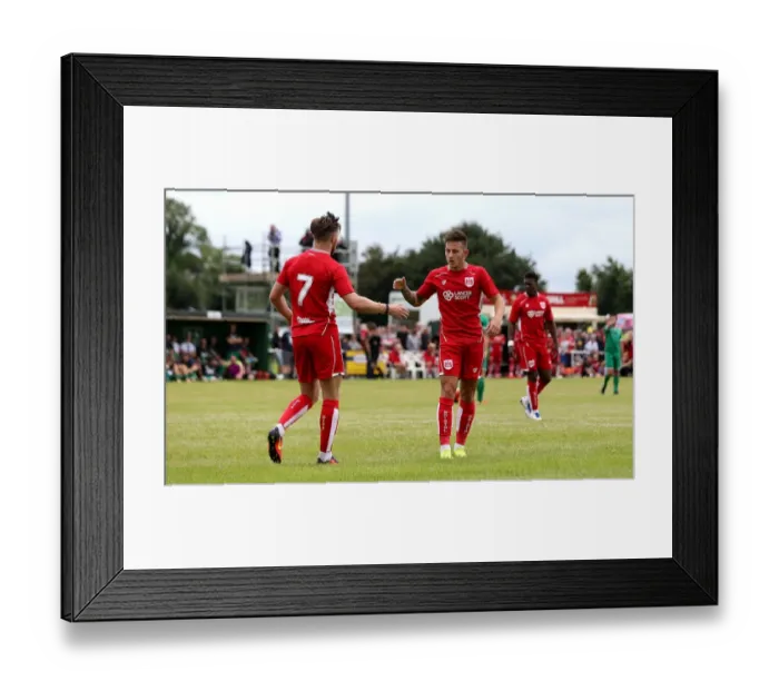 Framed Print : Bristol City's Josh Brownhill and Wes Burns Celebrate Goal in Pre-Season Friendly Against Hengrove Athletic