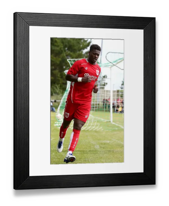 Framed Print : Bristol City's Kieran Agard Celebrates Goal Against Hengrove Athletic in Pre-Season Friendly Framed Print : Bristol City's Kieran Agard Celebrates Goal Against Hengrove Athletic in Pre-Season Friendly