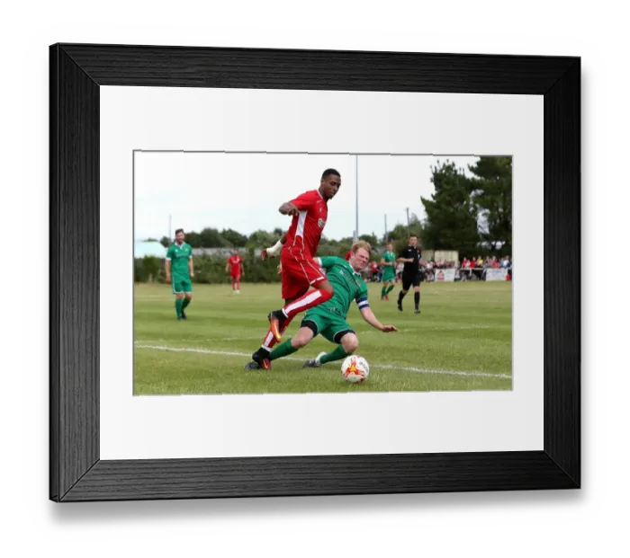 Framed Print : Bristol City's Kodjia Tackled in Pre-Season Friendly Against Hengrove Athletic Framed Print : Bristol City's Kodjia Tackled in Pre-Season Friendly Against Hengrove Athletic