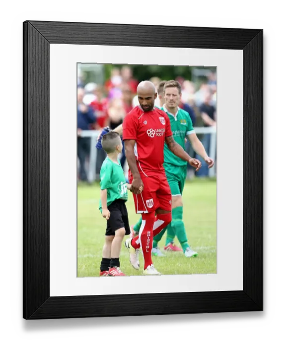 Framed Print : Bristol City Footballer and Mascot Lead Out Team in Preseason Friendly vs Hengrove Athletic