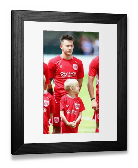 Framed Print : Bristol City FC: Josh Brownhill and Mascot Prepare for Pre-Season Friendly Against Hengrove Athletic