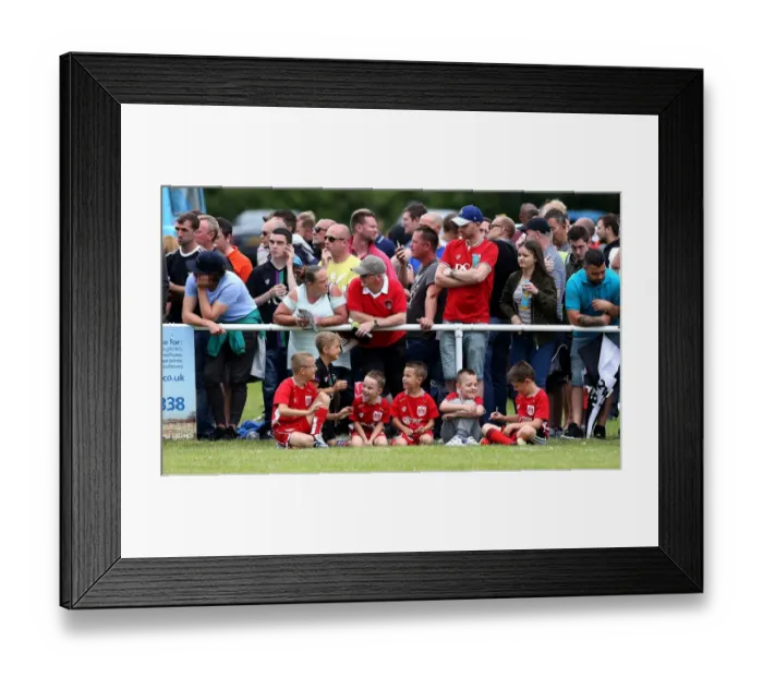 Framed Print : Bristol City FC Fans in Full Swing: Pre-season Friendly Against Hengrove Athletic, 2016