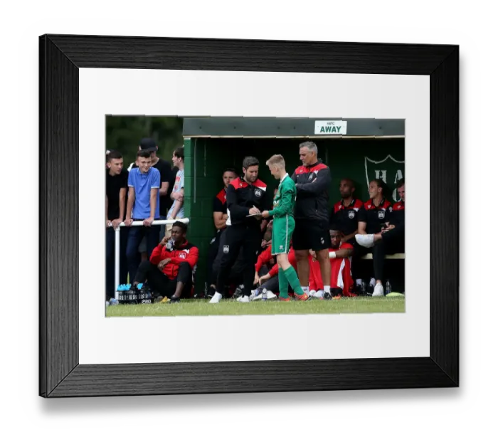 Framed Print : Bristol City Manager Lee Johnson Engages with Young Fan at Hengrove Athletic Pre-season Friendly