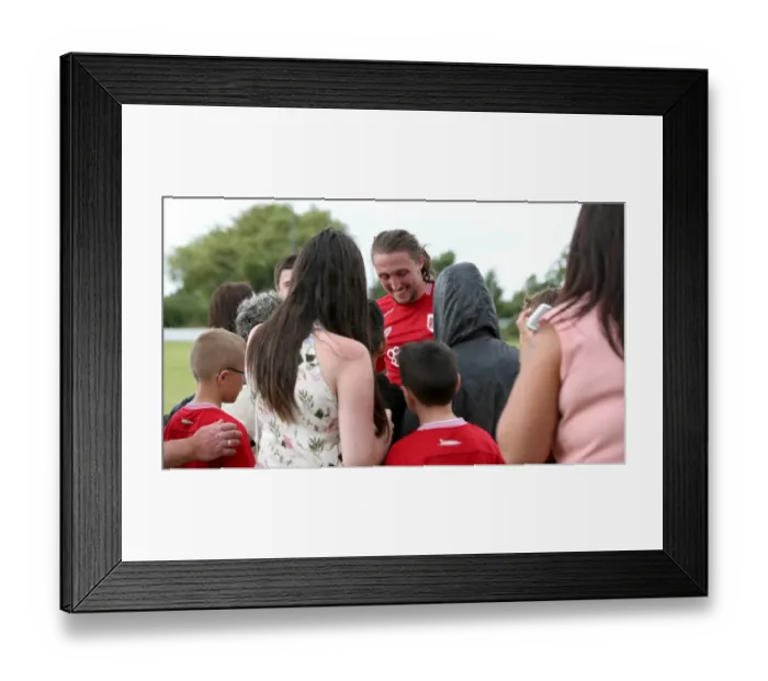 Framed Print : Bristol City's Luke Ayling Signs Autographs at Hengrove Athletic Pre-Season Friendly