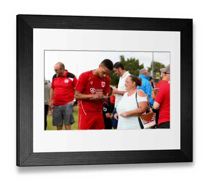 Framed Print : Bristol City's Zak Vyner Signs Autographs at Hengrove Athletic Pre-Season Friendly