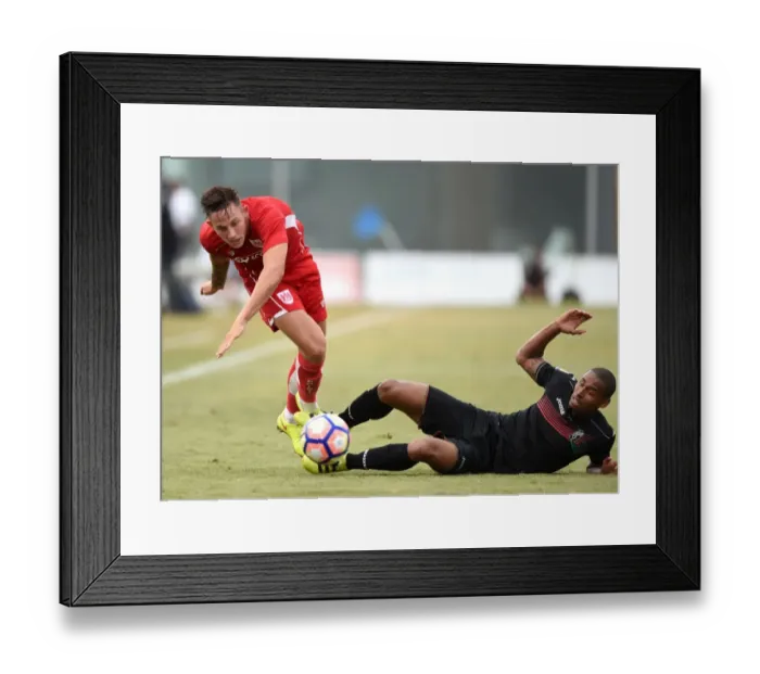 Framed Print : Battling for Supremacy: Josh Brownhill vs. Gabriel Silva in Granada vs. Bristol City Pre-season Clash