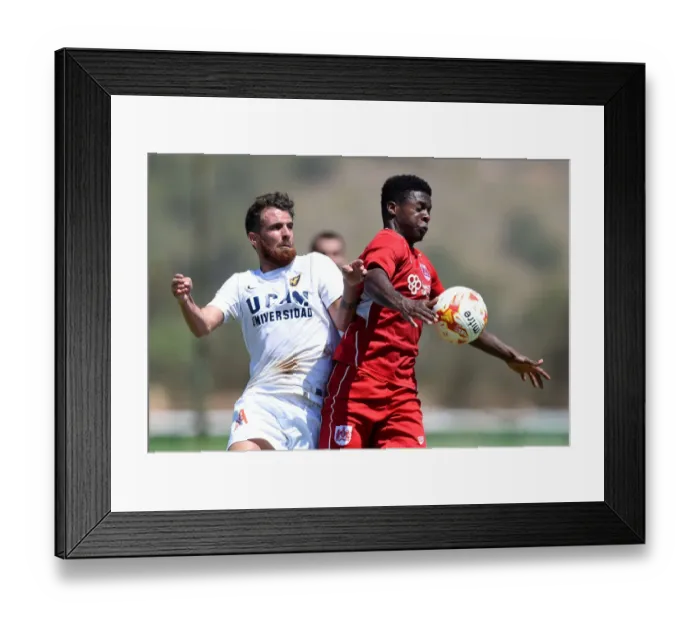 Framed Print : Bristol City's Kieran Agard Fights for Possession in Pre-season Friendly Against UCAM Framed Print : Bristol City's Kieran Agard Fights for Possession in Pre-season Friendly Against UCAM