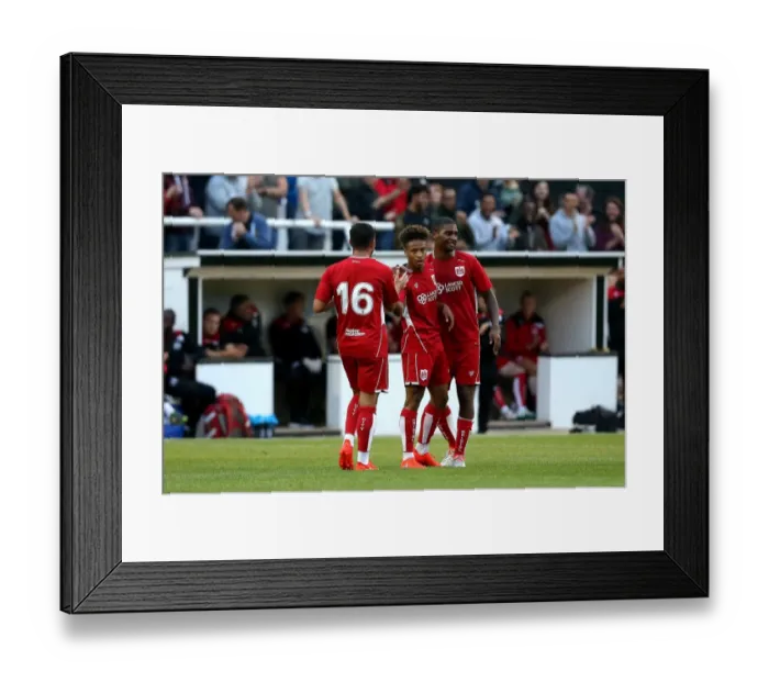 Framed Print : Bobby Reid's Goal Celebration: Bristol City's Pre-Season Triumph at Bath City (26.07.2016) Framed Print : Bobby Reid's Goal Celebration: Bristol City's Pre-Season Triumph at Bath City (26.07.2016)