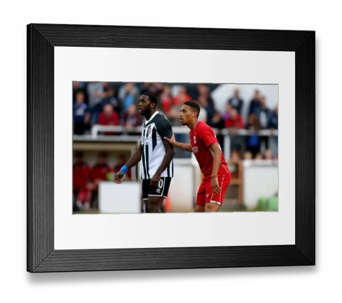 Framed Print : Bristol City's Zak Vyner Marks Bath City's Nick McCootie during Pre-season Friendly at Twerton Park Framed Print : Bristol City's Zak Vyner Marks Bath City's Nick McCootie during Pre-season Friendly at Twerton Park