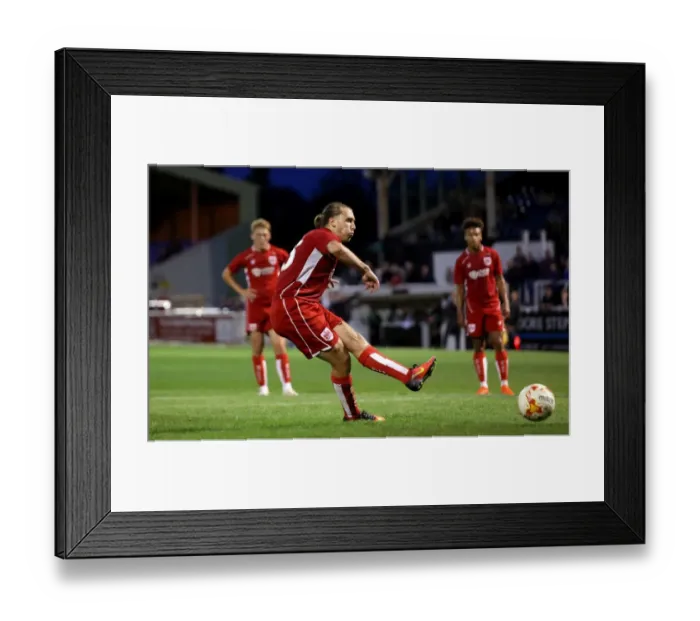 Framed Print : Bristol City's Luke Freeman Denied by Bath City's Steve Phillips from Penalty Spot Framed Print : Bristol City's Luke Freeman Denied by Bath City's Steve Phillips from Penalty Spot