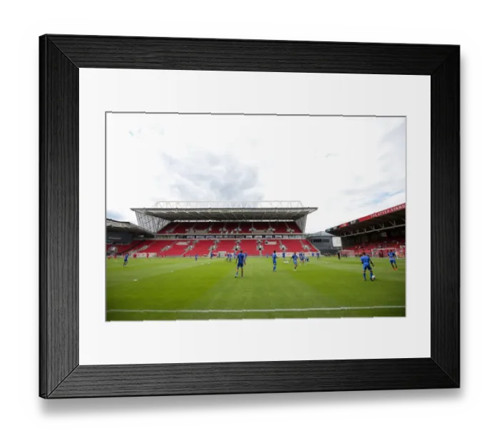 Framed Print : Bristol City vs Portsmouth Pre-Season Friendly: Players Warming Up at Ashton Gate Stadium (July 2016)