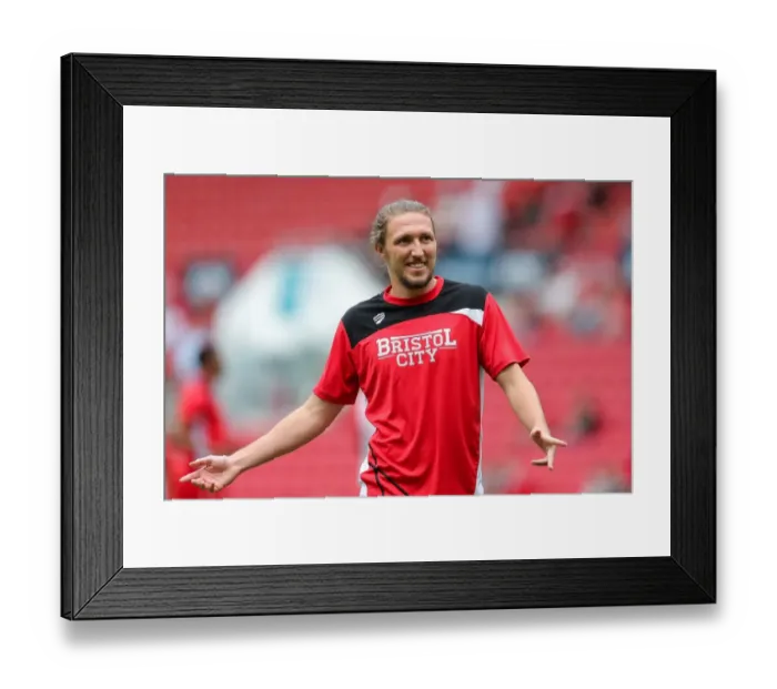 Framed Print : Bristol City vs Portsmouth: Luke Ayling's Intense Stare at Ashton Gate Stadium (Pre-Season Friendly)