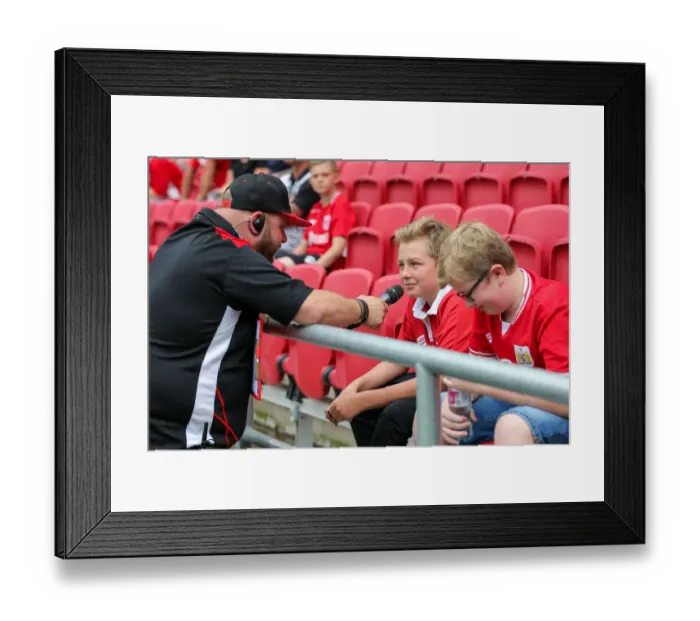 Framed Print : Bristol City FC: Ian Downs Engages Supporters Before Kick-off vs Portsmouth (30.07.2016)