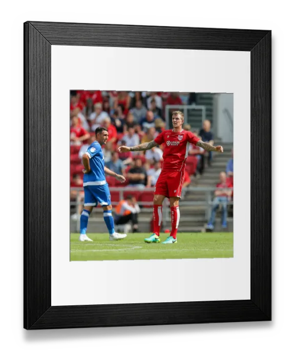 Framed Print : Aden Flint's Frustration: Bristol City vs Portsmouth, 2016