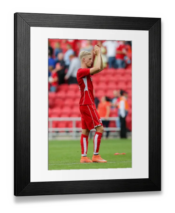 Framed Print : Hordur Magnusson Thanks Fans: Bristol City's Debut Against Portsmouth, 2016