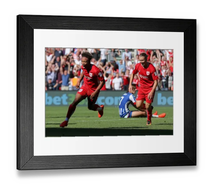 Framed Print : Bobby Reid's Stunner: Bristol City Takes 2-1 Lead Over Wigan Athletic in EFL Championship