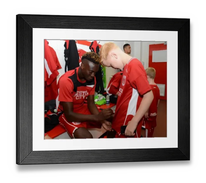 Framed Print : Tammy Abraham Meets the Mascot: Exclusive Autograph Moment at Ashton Gate, 2016 (Bristol City vs Wigan Athletic) Framed Print : Tammy Abraham Meets the Mascot: Exclusive Autograph Moment at Ashton Gate, 2016 (Bristol City vs Wigan Athletic)