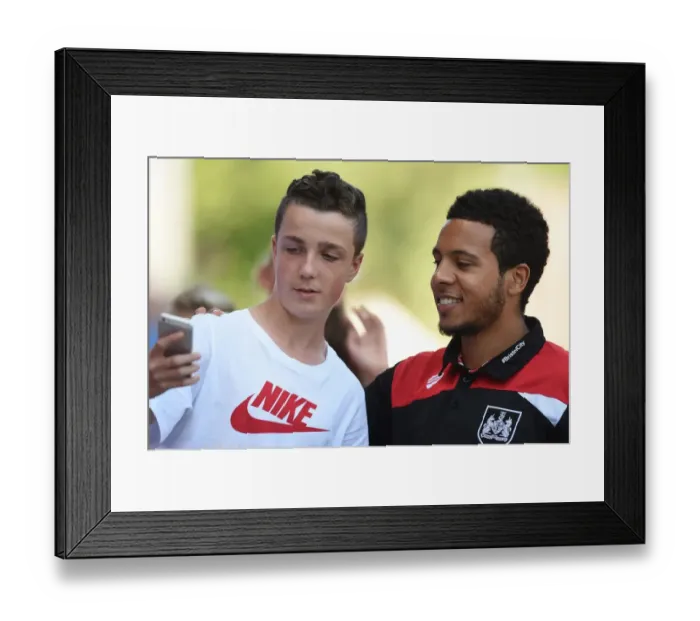 Framed Print : Bristol City's Korey Smith Celebrates with Fan after Victory over Wigan Athletic