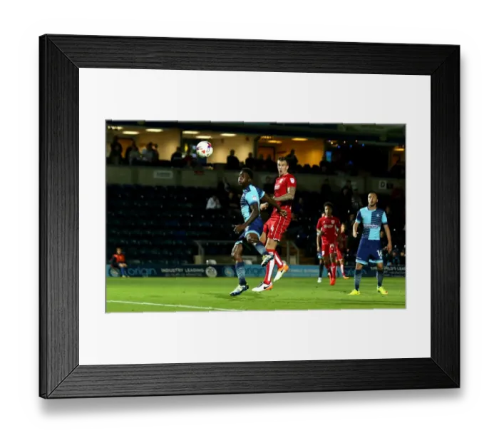 Framed Print : Aden Flint's Headed Goal: Wycombe Wanderers vs. Bristol City, 2016