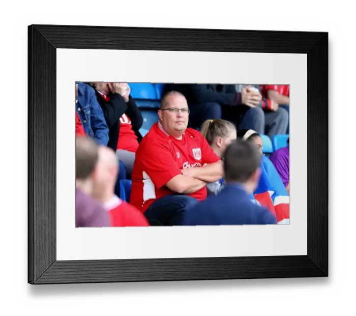 Framed Print : Bristol City Fans in Full Swing at Wycombe Wanderers League Cup Match, 2016 Framed Print : Bristol City Fans in Full Swing at Wycombe Wanderers League Cup Match, 2016