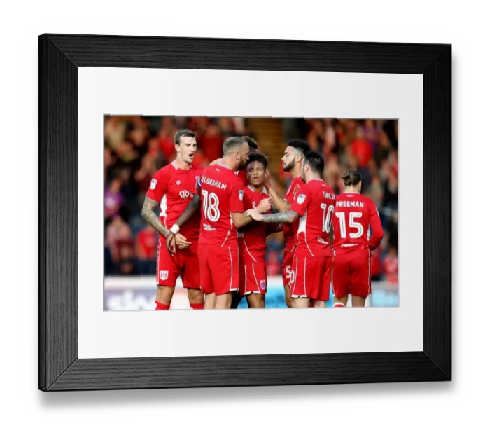 Framed Print : Bristol City Celebrate Tammy Abraham's Goal: Wycombe Wanderers vs. Bristol City, EFL League Cup (09 / 08 / 2016)