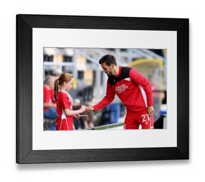 Framed Print : Marlon Pack of Bristol City Signs Autograph for Fan at Burton Albion Match