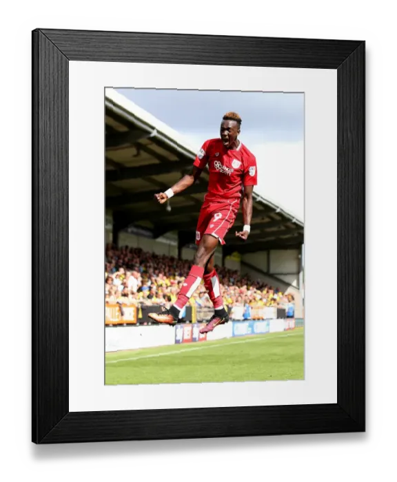 Framed Print : Tammy Abraham's Thrilling Goal Celebration: Burton Albion vs. Bristol City (Sky Bet Championship, 2016)