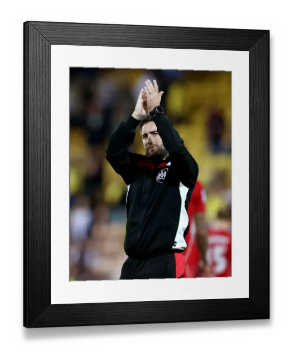 Framed Print : Johnson Applauds Ecstatic Bristol City Fans at Carrow Road Framed Print : Johnson Applauds Ecstatic Bristol City Fans at Carrow Road