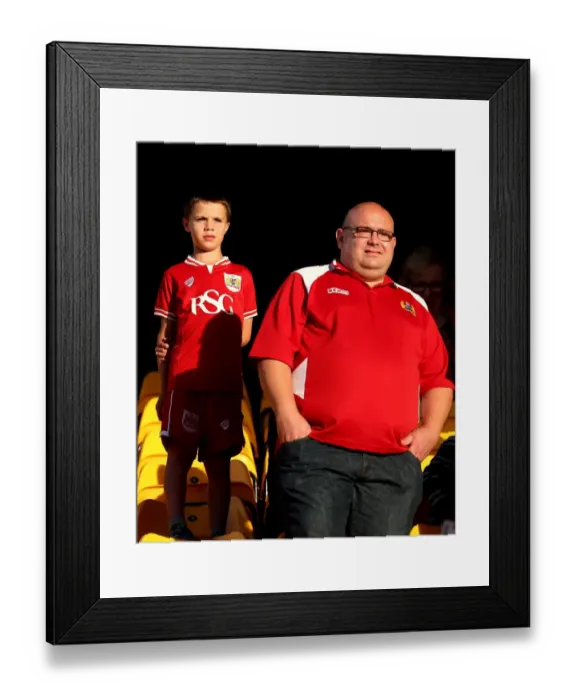 Framed Print : Bristol City Fans at Carrow Road during Norwich City vs. Bristol City Championship Match, August 2016